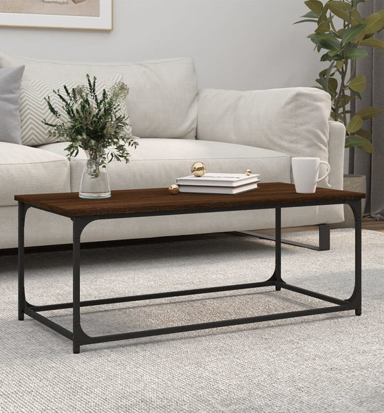 Couchtisch Braun Eichen-Optik 102x50x40 cm Holzwerkstoff Eisen