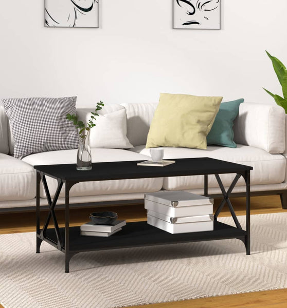 Couchtisch Schwarz 100x50x45 cm Holzwerkstoff und Eisen