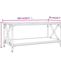 Couchtisch Räuchereiche 100x50x45 cm Holzwerkstoff und Eisen