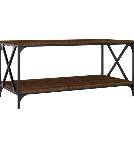Couchtisch Braun Eichen-Optik 100x50x45 cm Holzwerkstoff Eisen