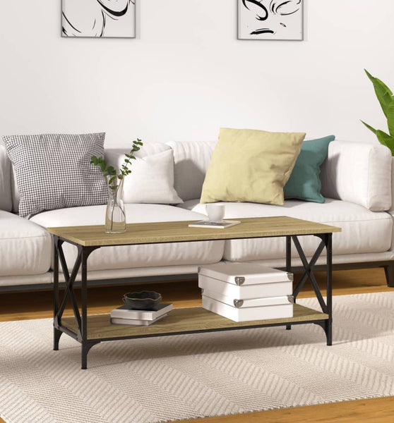Couchtisch Schwarz 100x45x45 cm Holzwerkstoff und Eisen