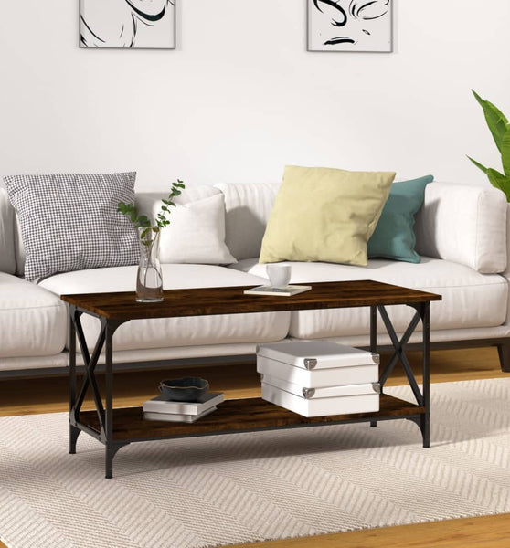 Couchtisch Räuchereiche 100x45x45 cm Holzwerkstoff und Eisen