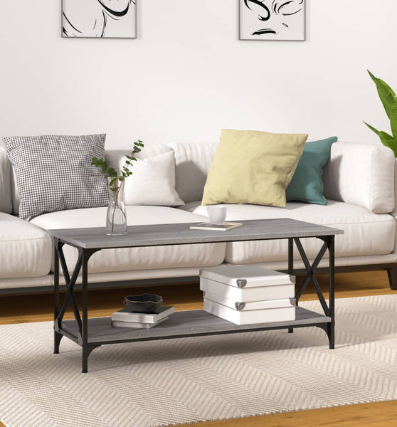 Couchtisch Grau Sonoma 100x45x45 cm Holzwerkstoff und Eisen