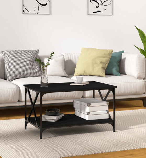 Couchtisch Schwarz 80x50x45 cm Holzwerkstoff und Eisen