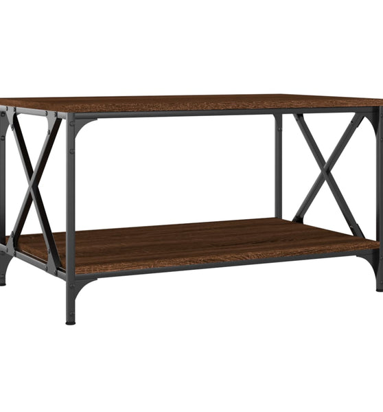 Couchtisch Braun Eichen-Optik 80x50x45 cm Holzwerkstoff Eisen