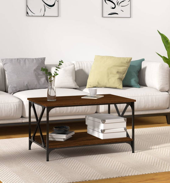 Couchtisch Braun Eichen-Optik 80x50x45 cm Holzwerkstoff Eisen