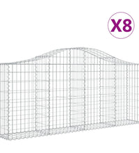 Gabionen mit Hochbogen 8 Stk. 200x30x80/100 cm Verzinktes Eisen