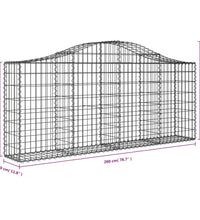 Gabionen mit Hochbogen 8 Stk. 200x30x80/100 cm Verzinktes Eisen