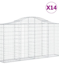 Gabionen mit Hochbogen 14Stk. 200x30x100/120cm Verzinktes Eisen