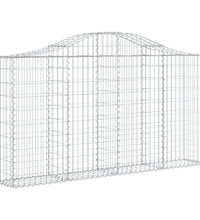 Gabionen mit Hochbogen 14Stk. 200x30x100/120cm Verzinktes Eisen