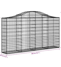 Gabionen mit Hochbogen 14Stk. 200x30x100/120cm Verzinktes Eisen