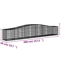 Gabionen mit Hochbogen 5 Stk. 400x50x60/80cm Verzinktes Eisen