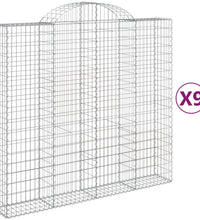 Gabionen mit Hochbogen 9 Stk. 200x50x180/200cm Verzinktes Eisen