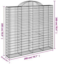 Gabionen mit Hochbogen 9 Stk. 200x50x180/200cm Verzinktes Eisen
