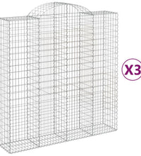 Gabionen mit Hochbogen 3 Stk. 200x50x200/220cm Verzinktes Eisen