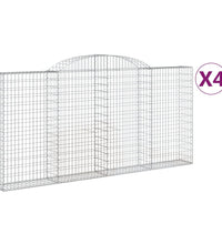 Gabionen mit Hochbogen 4 Stk. 300x30x140/160cm Verzinktes Eisen