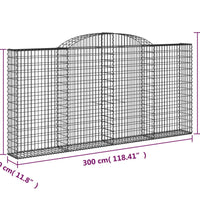 Gabionen mit Hochbogen 4 Stk. 300x30x140/160cm Verzinktes Eisen