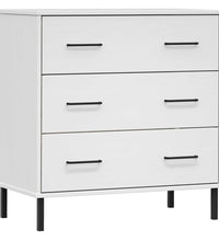 Sideboard OSLO mit 3 Schubladen Weiß 77x40x79,5 cm Massivholz