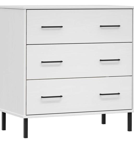 Sideboard OSLO mit 3 Schubladen Weiß 77x40x79,5 cm Massivholz
