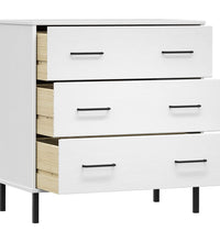 Sideboard OSLO mit 3 Schubladen Weiß 77x40x79,5 cm Massivholz