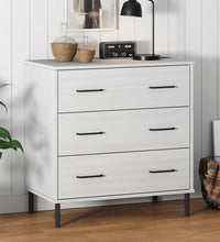 Sideboard OSLO mit 3 Schubladen Weiß 77x40x79,5 cm Massivholz
