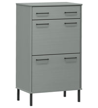 Schuhschrank OSLO mit Metallbeinen Grau Massivholz Kiefer