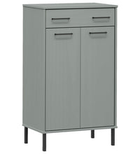 Schuhschrank OSLO mit Metallbeinen Grau Massivholz Kiefer