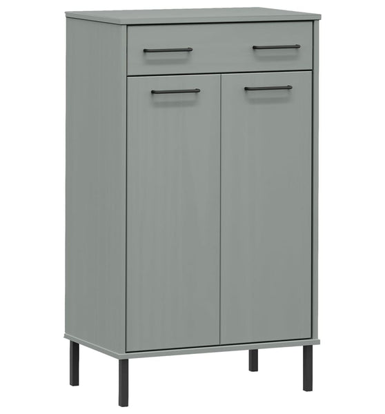 Schuhschrank OSLO mit Metallbeinen Grau Massivholz Kiefer