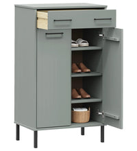 Schuhschrank OSLO mit Metallbeinen Grau Massivholz Kiefer