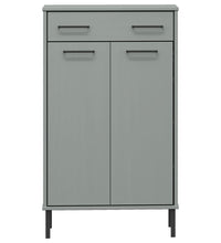 Schuhschrank OSLO mit Metallbeinen Grau Massivholz Kiefer