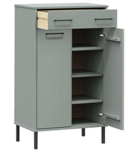 Schuhschrank OSLO mit Metallbeinen Grau Massivholz Kiefer