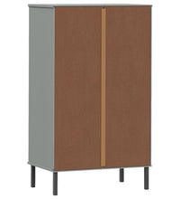 Schuhschrank OSLO mit Metallbeinen Grau Massivholz Kiefer