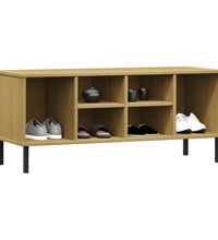 Schuhregal OSLO mit Metallbeinen Braun 106x35x45 cm Massivholz