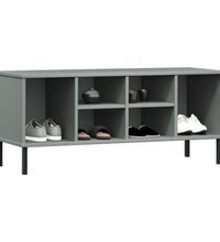 Schuhregal OSLO mit Metallbeinen Grau 106x35x45 cm Massivholz