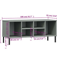 Schuhregal OSLO mit Metallbeinen Grau 106x35x45 cm Massivholz