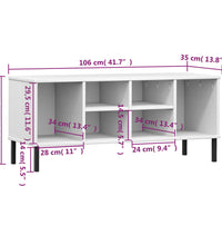 Schuhregal OSLO mit Metallbeinen Weiß 106x35x45 cm Massivholz