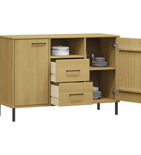 Sideboard OSLO mit Metallbeinen Braun 113x40x77 cm Massivholz