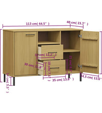 Sideboard OSLO mit Metallbeinen Braun 113x40x77 cm Massivholz