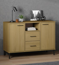 Sideboard OSLO mit Metallbeinen Braun 113x40x77 cm Massivholz