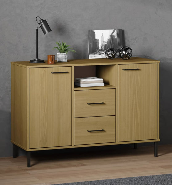 Sideboard OSLO mit Metallbeinen Braun 113x40x77 cm Massivholz