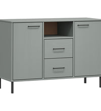 Sideboard OSLO mit Metallbeinen Grau 113x40x77 cm Massivholz