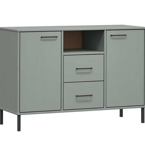 Sideboard OSLO mit Metallbeinen Grau 113x40x77 cm Massivholz