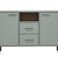 Sideboard OSLO mit Metallbeinen Grau 113x40x77 cm Massivholz