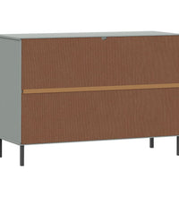 Sideboard OSLO mit Metallbeinen Grau 113x40x77 cm Massivholz
