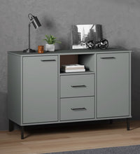 Sideboard OSLO mit Metallbeinen Grau 113x40x77 cm Massivholz