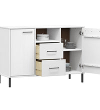 Sideboard OSLO mit Metallbeinen Weiß 113x40x77 cm Massivholz