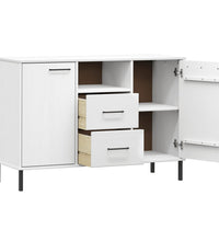 Sideboard OSLO mit Metallbeinen Weiß 113x40x77 cm Massivholz