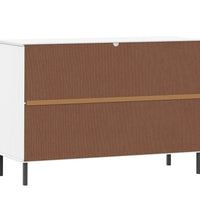 Sideboard OSLO mit Metallbeinen Weiß 113x40x77 cm Massivholz