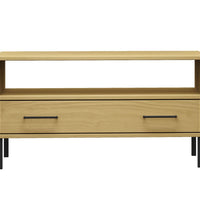 Couchtisch OSLO mit Metallbeinen Braun 85x50x45 cm Massivholz