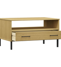 Couchtisch OSLO mit Metallbeinen Braun 85x50x45 cm Massivholz